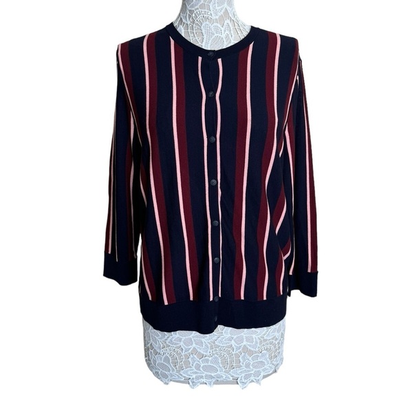 NWT Ann Taylor Button Front Striped Cardigan Multi Color size X-Large - Picture 1 of 8